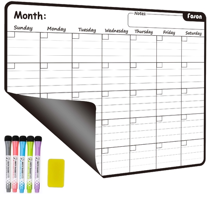 冷却装置のための磁気乾燥した消去月例冷却装置カレンダーの白い黒