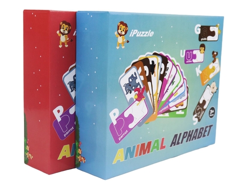 エコは3+歳のための教育ペーパー ジグソー パズルの動物のアルファベットabcの一致カードをからかう