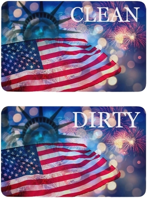 注文の台所きれいな、汚れた磁石は味方されたディッシュウォッシャーの磁石4*2.5inch米国の旗を倍増する