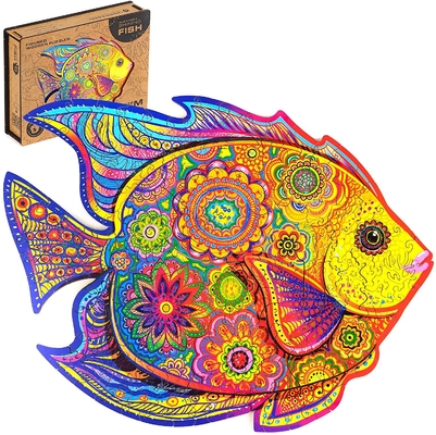 Ecoの友好的な魔法動物の木のジグソー パズルの輝いた魚