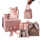 リボンのハンドル230gsmが付いている小さいローズ ピンクCMYKの豪華なギフトの紙袋の包装のキャリア